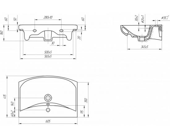 Умывальник Cersanit с 1 отверстием CARINA 60 UM-CAR60/1 – изображение 4