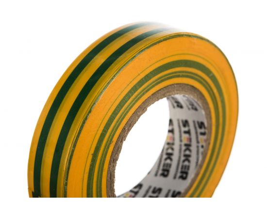 Изоляционная лента STEKKER 0,13x15 мм, 20 м, желто-зеленая, INTP01315-20 32832 – изображение 4