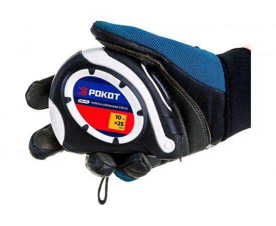 Рулетка РОКОТ карманная STATUS автостоп, 10мх25мм 658-012 – изображение 5