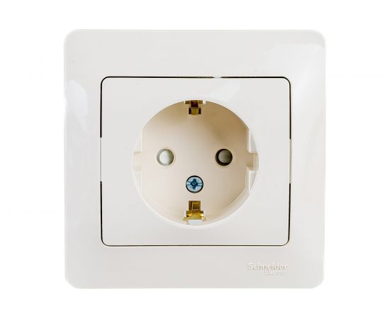 Розетка Schneider Electric 1-м GLOSSA с заземлением, защитные шторки, бежевая SchE GSL000244 
