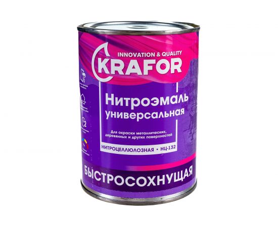 Эмаль KRAFOR НЦ-132 черная, 0.7 кг 26485 