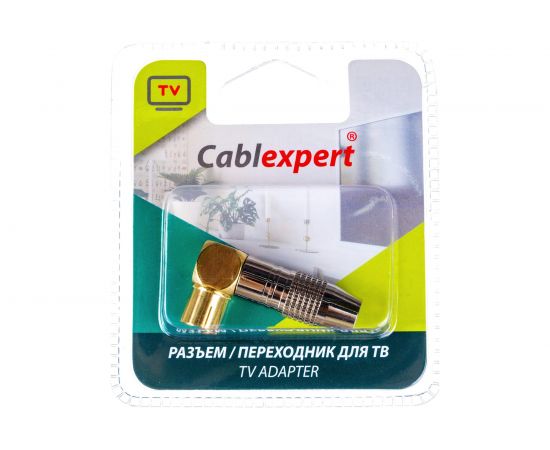 Разъем Cablexpert TV мама позолоченный, латунь OD8.5, 90 градусов, блистер TVPL-08 