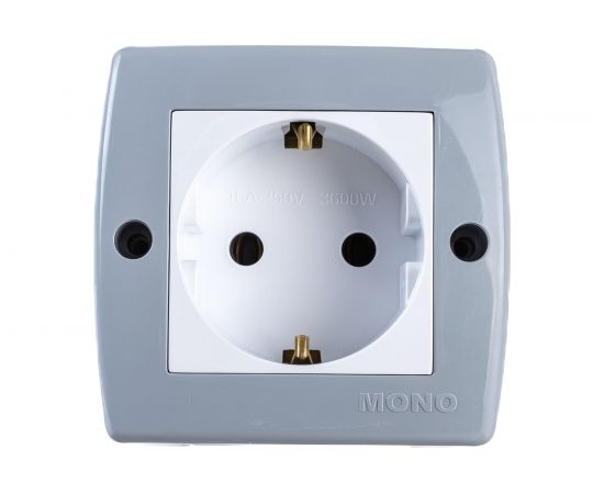 Розетка MONO ELECTRIC Octans, с заземлением, серая 104-020007-117 