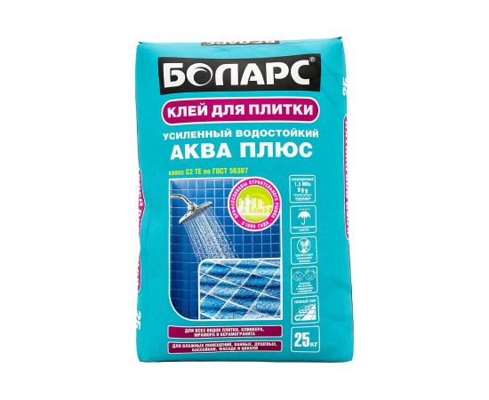 Клей для плитки БОЛАРС АКВА ПЛЮС 25 кг 00000003735 