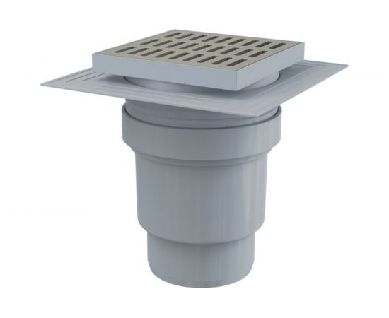 Трап Alca Plast регулируемый, вертикальный выпуск, гидрозатвор Дн110 нерж сталь,150х150 мм APV13 004-0790 