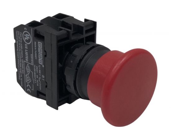 Нажимная кнопка Emas ""Грибок"" красная, без фиксации, 1НО+1НЗ, серия B, 250В AC, 4 А, B102MK 