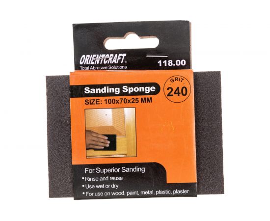 Губка шлифовальная 100x70x25 мм, P240, 1 шт Orientcraft SS1007025240 – изображение 2