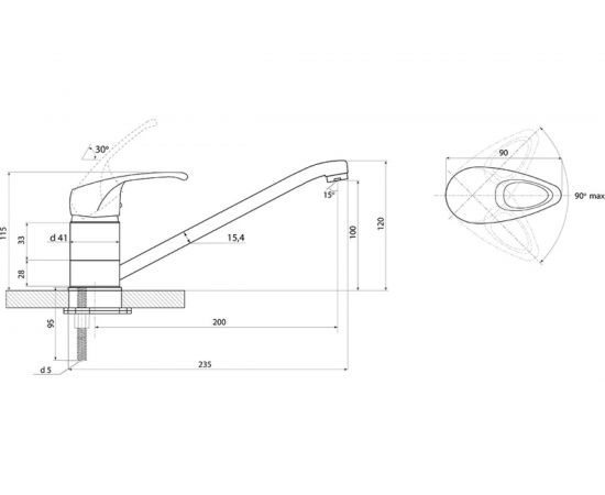 Смеситель для мойки СЛАВЕН �� длинным изливом 250 мм, одноручный СЛ-ОД-Р21 – изображение 2
