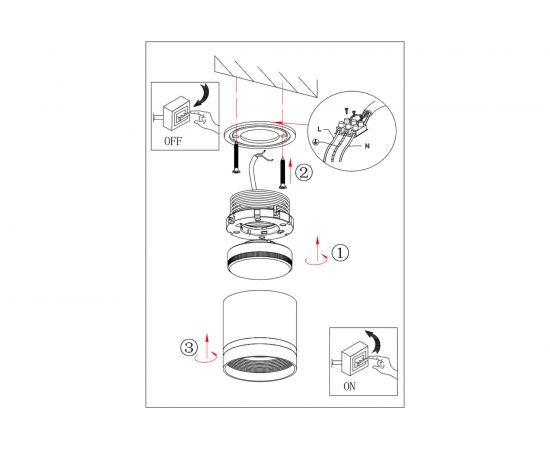 Накладной светильник-подсветка ЭРА OL9 GX53 BK/WH, под лампу Gx53, алюминий, цвет черный/белый, Б0048542 – изображение 2