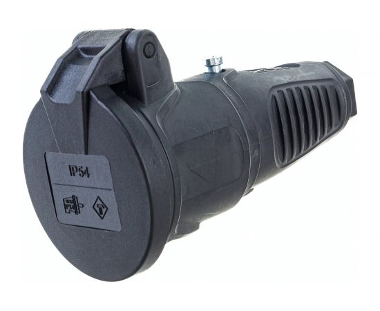 Кабельная розетка PCE 16A 250V 2P+E IP54 с подпр. крышкой, корпус черный 2522-ss – изображение 3