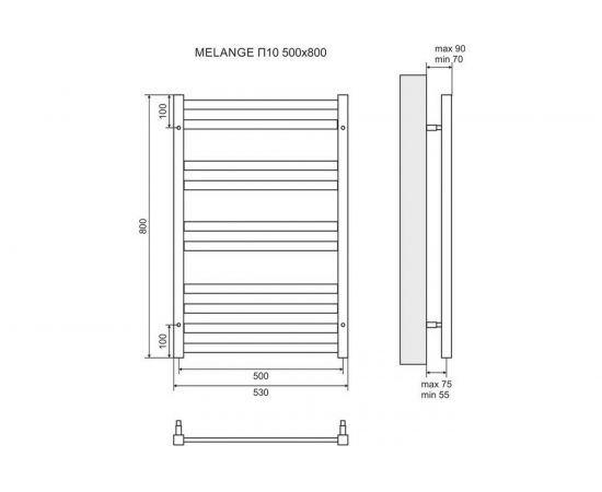 Водяной полотенцесушитель Lemark Melange П10 500x800 белый LM49810W – изображение 3