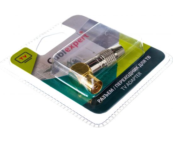 Разъем Cablexpert TV мама позолоченный, латунь OD8.5, 90 градусов, блистер TVPL-08 – изображение 4