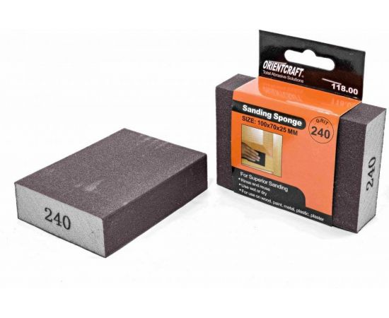 Губка шлифовальная 100x70x25 мм, P240, 1 шт Orientcraft SS1007025240 – изображение 6
