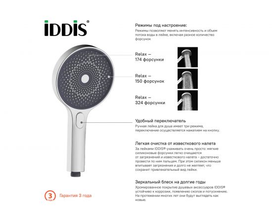 Лейка для душа IDDIS SpaHome хром SPA3F0Ci18 – изображение 6