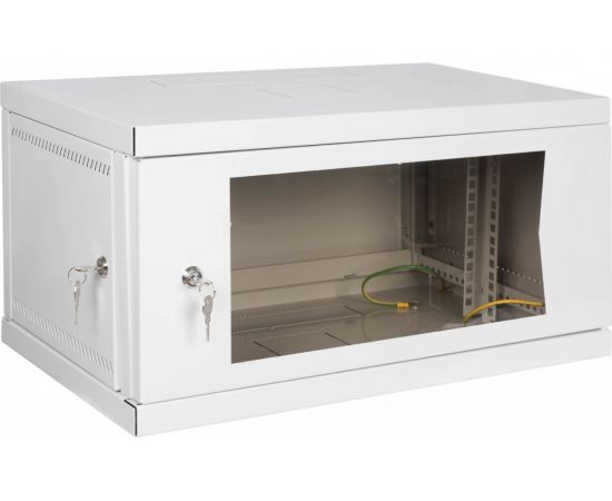 Настенный разборный шкаф КДДС 19"", 6U, стеклянная дверь, 600x350, серый УТ000003573 