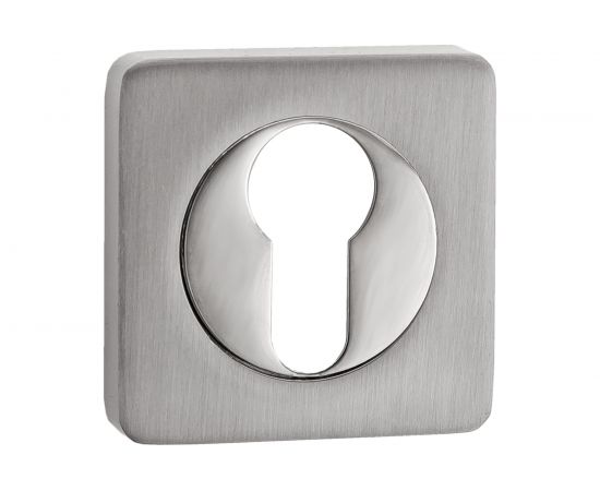 Квадратная накладка РЕНЦ на цилиндр, никель матовый / никель блестящий ET 02 SN/NP 