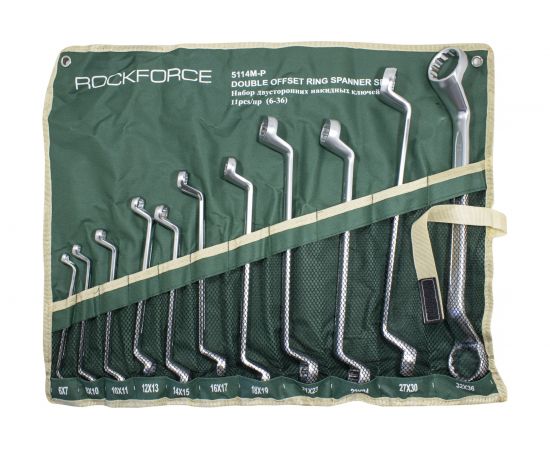 Набор накидных ключей ROCKFORCE 12-гранных, 75 град 6-36 мм, 11 предметов RF-5114M-P 