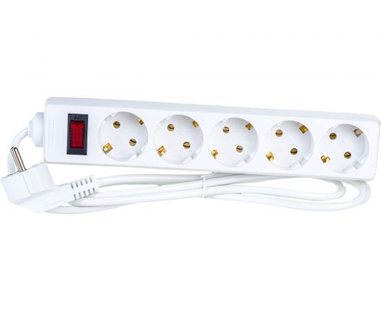 Сетевой фильтр ExeGate SP-5-1.8W 5 евро с заземлением, 1.8м, выключатель с подсветкой, белый 221174 