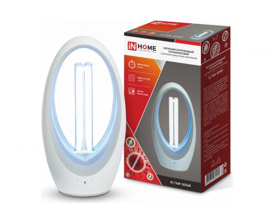 Бактерицидный светильник IN HOME 230В УФ настольный БС Т36W 36Вт белый, с датчиком присутствия 4690612034539 