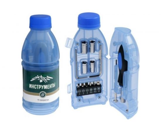 Набор инструментов TUNDRA подарочный пластиковый кейс ""Бутылка"", 15 предметов 5084190 