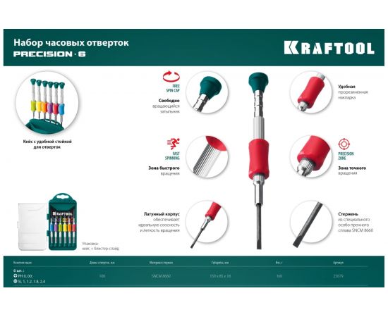 Набор часовых отверток для точных работ KRAFTOOL Precision-6 6 предметов 25679 – изображение 11