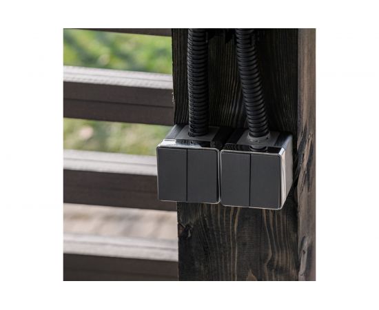 Выключатель WERKEL W5020204 двухклавишный влагозащищенный Gallant графит рифленый a051336 – изображение 2