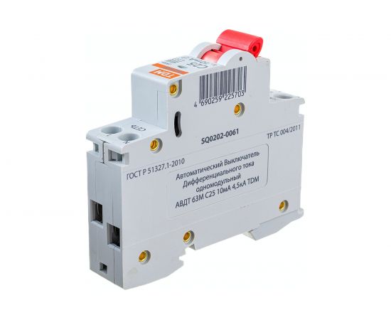Автоматический выключатель дифференциального тока TDM 63М 2P1P+N C25 10мА 4,5кА тип АС SQ0202-0061 – изображение 2