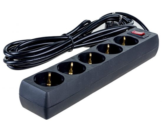 Удлинитель ExeGate EC-5-3B 5евро с заземлением, 3м, защита от перегрузки, выключатель с подсветой, черный 279357 – изображение 2