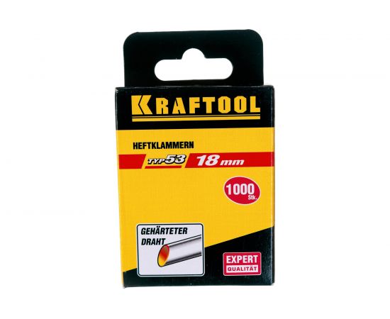 Скобы ""EXPERT"" из закаленной проволоки Kraftool тип 53 красные, 18 мм, 1000 шт 31670-18 – изображение 2