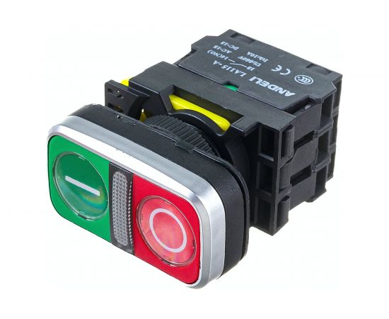 Двойная кнопка ANDELI LA115-A5-11RD1, 1NO 1NC, 220В, IP65 ADL10-204 – изображение 3