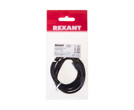 Кабель AUX аудио 3.5 мм REXANT в тканевой оплетке 1 м черный 18-4071 – изображение 3