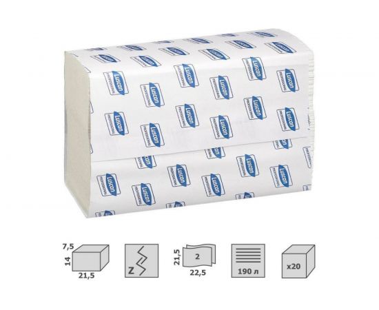 Бумажные полотенца Luscan Professional Z-сложения, 2-слойные, 20 пачек 607965 – изображение 3