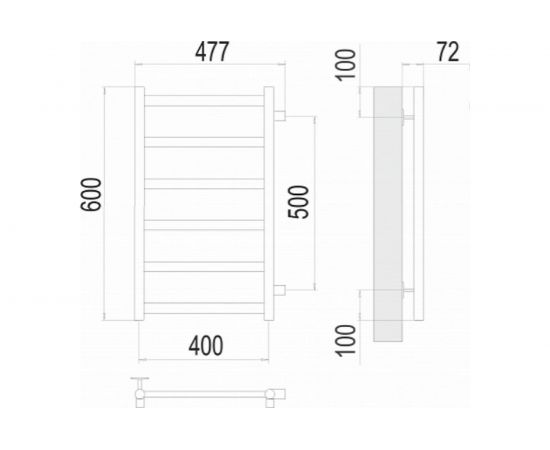 Полотенцесушитель Terminus Аврора П6 400x600 бп500 4670078529862 – изображение 3