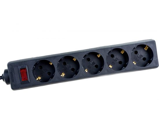 Удлинитель ExeGate EC-5-3B 5евро с заземлением, 3м, защита от перегрузки, выключатель с подсветой, черный 279357 – изображение 3