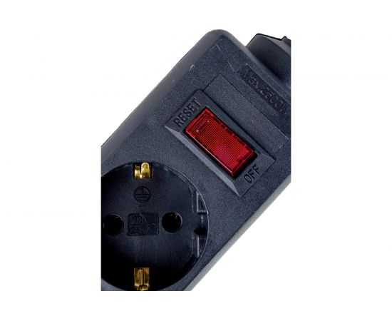 Удлинитель ExeGate EC-5-3B 5евро с заземлением, 3м, защита от перегрузки, выключатель с подсветой, черный 279357 – изображение 4