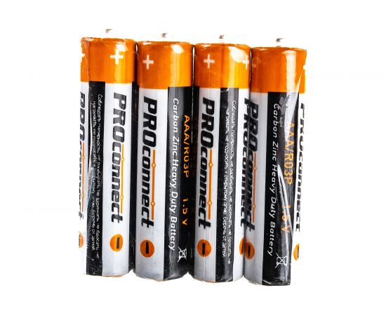 Солевая батарейка PROCONNECT ААА, R03P 4 шт 30-0020 – изображение 4