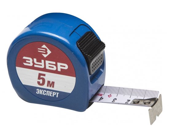Рулетка Зубр ЭКСПЕРТ, алюминиевый корпус повышенной прочности, нейлон покрытие, компактная эргоном конструкция, 5м/25мм 34058-05-25 