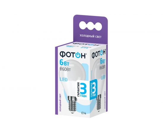 Светодиодная лампа ФОТОН LED P45 6W E14 6500K 23403 