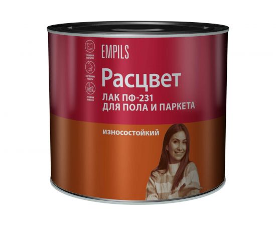 Алкидный лак Расцвет для пола и паркета, 1.9 кг 6439 