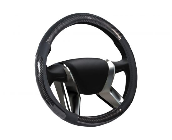 Оплетка на руль SENATOR Oregon нескользящая кожа, M, 38 см, карбон OPLS0401 