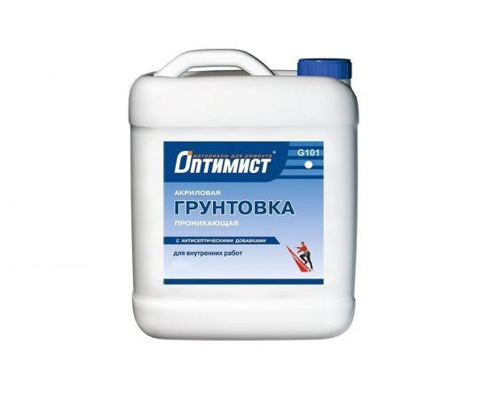 Проникающая грунтовка Оптимист G101 акриловая, для внутренних работ, 10 л OPG000 