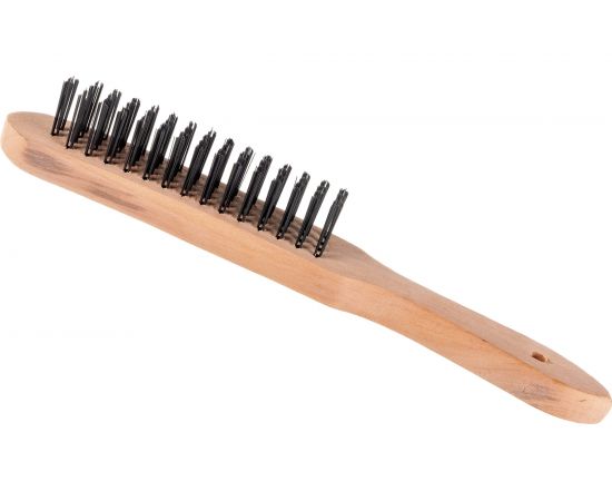 Щётка с деревянной рукояткой, стальная щетина, 4-х рядная Дело техники 270404 