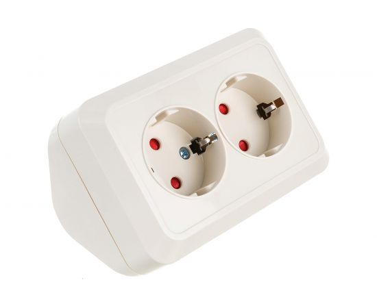 Двойная угловая розетка TDM 2П+3 открытой установки с защитными шторками IP20 250В 16А слоновая кость "Ладога" SQ1801-0243 – изображение 2