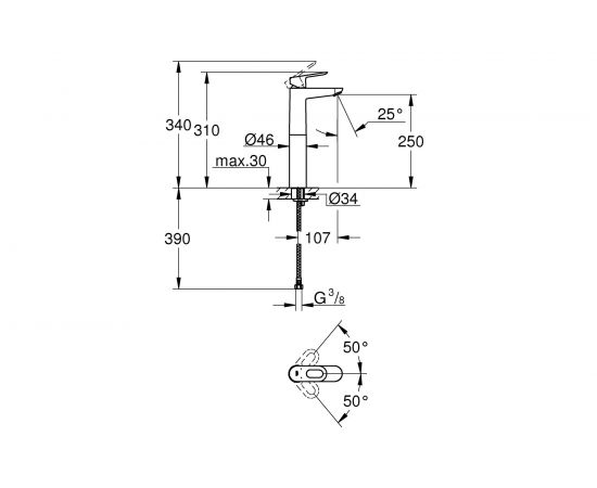Grohe BauLoop Смес.для рак,слив.гар, XL-Size 23764000 – изображение 2