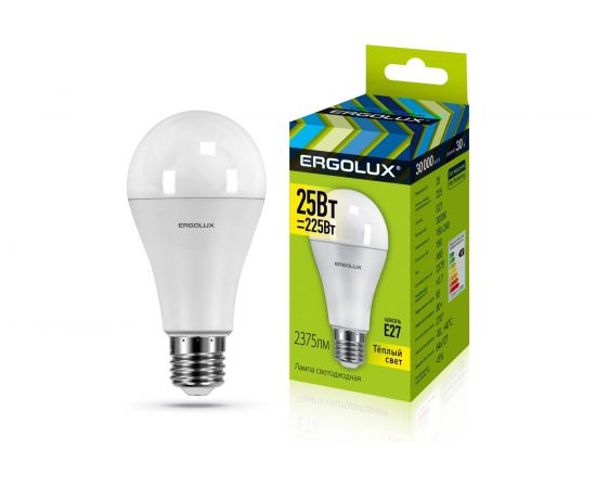 Светодиодная лампа Ergolux LED-A65-25W-E27-3K ЛОН, 25Вт, Е27, 3000К, 180-240В 14226 – изображение 2