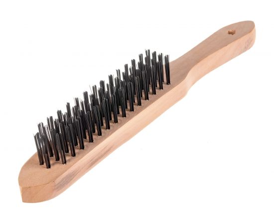 Щётка с деревянной рукояткой, стальная щетина, 4-х рядная Дело техники 270404 – изображение 2