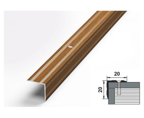 Порог угловой алюминиевый (20х20 мм; 0.9 м; декоративный; орех) Лука 00000001948 – изображение 2