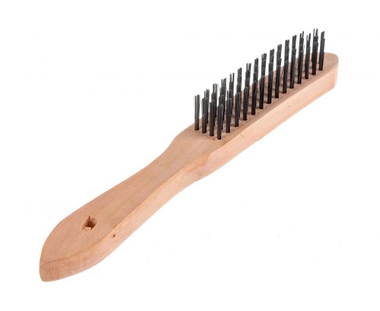 Щётка с деревянной рукояткой, стальная щетина, 4-х рядная Дело техники 270404 – изображение 3