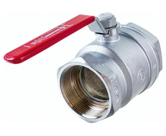 Шаровой кран Giacomini R250D 2"", внутренняя/внутренняя, ручка-рычаг красный, хромированный R250X008 – изображение 3