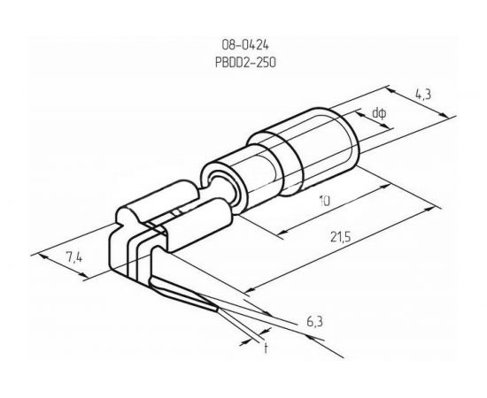 Плоская изолированная клемма REXANT гнездо 7.4мм + штекер - 6.3мм 1.5-2.5 кв.мм /РПИо 2.5-7.5 08-0424 – изображение 3